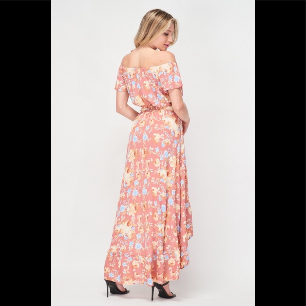 ❌SOLD OUT❌Hi low floral print off shoulder dress - Picture 7 of 7